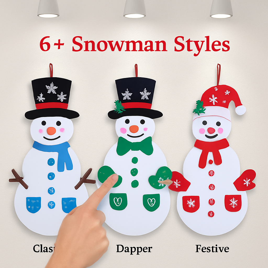 Felt Christmas Snowman Set for DIY Decor - 54 Pcs