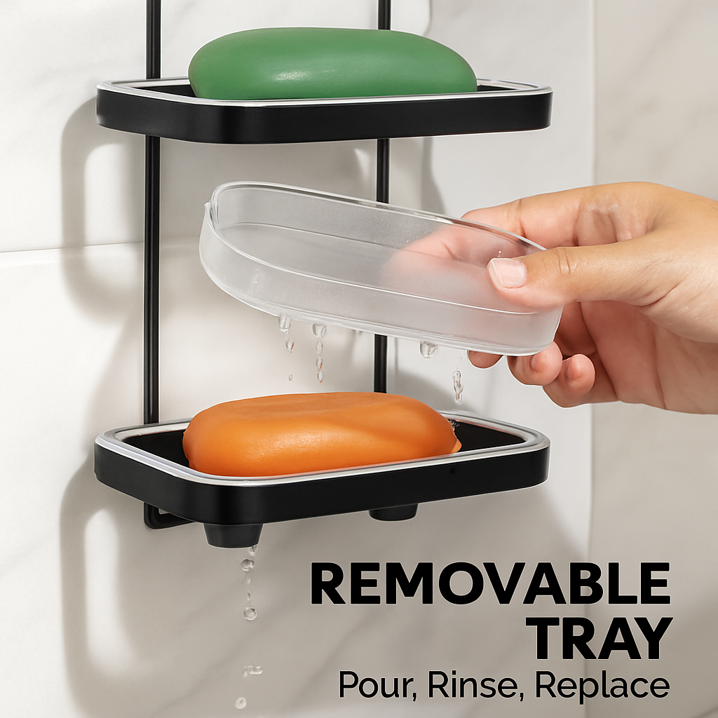 Soap Dish Holder With Clear Tray - Wall Mounted