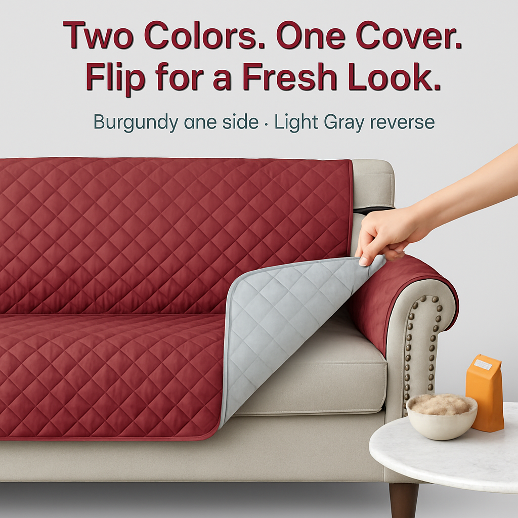 Reversible Sofa Cover for Chair, Loveseat, Sofa