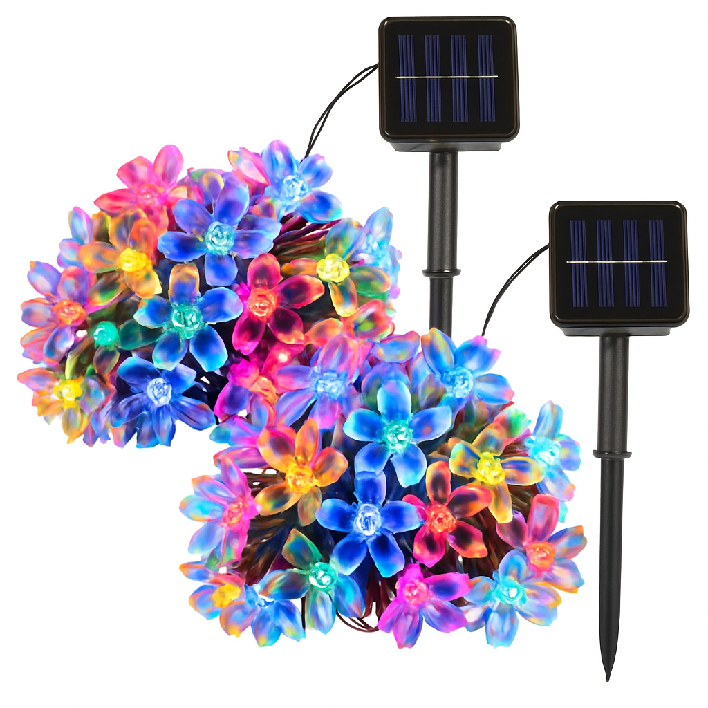 Solar Powered Flower Blossom String Lights 50 LEDs