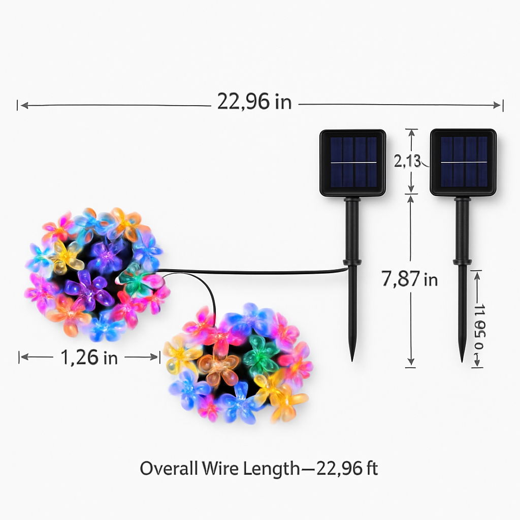 Solar Powered Flower Blossom String Lights 50 LEDs