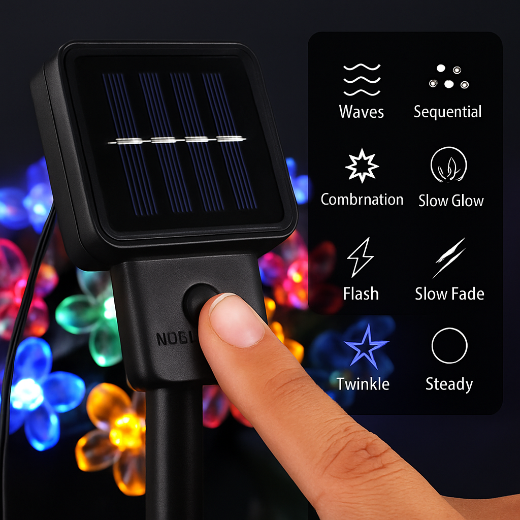 Solar Powered Flower Blossom String Lights 50 LEDs