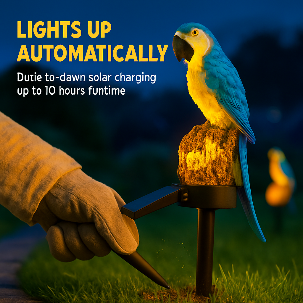 Parrot Garden Light Solar Powered LED Lamp Outdoors