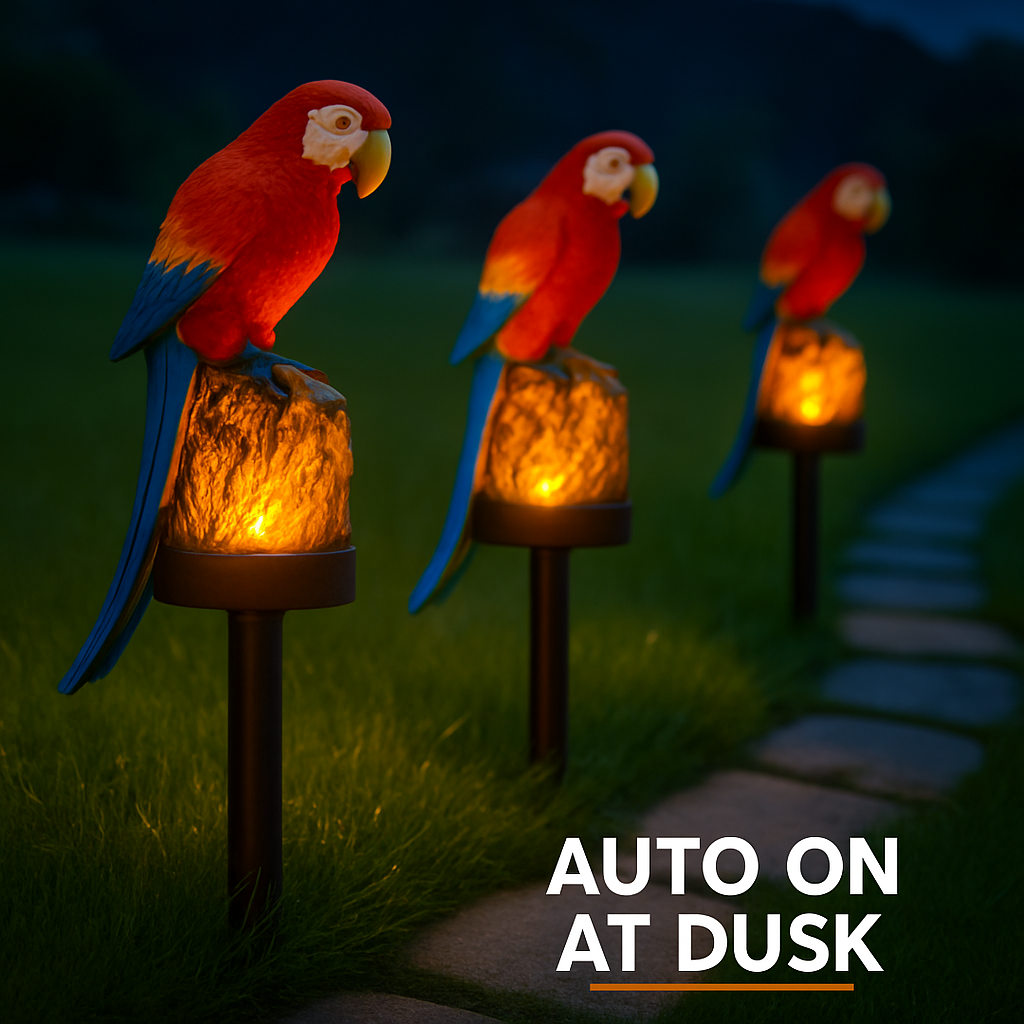 Parrot Garden Light Solar Powered LED Lamp Outdoors