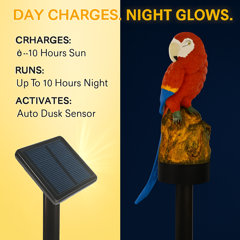 Parrot Garden Light Solar Powered LED Lamp Outdoors