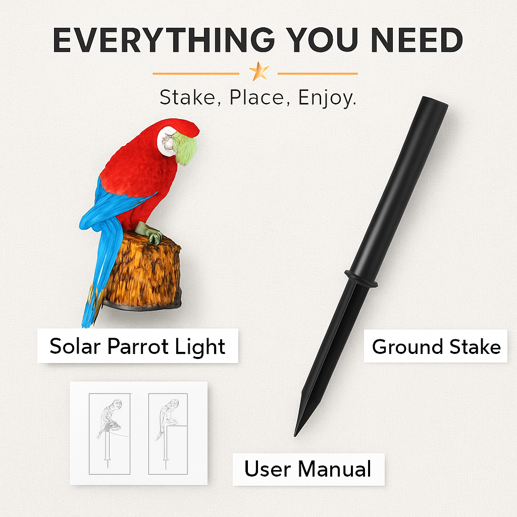 Parrot Garden Light Solar Powered LED Lamp Outdoors