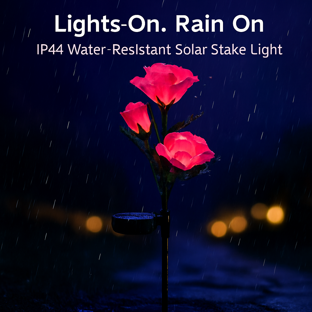 Solar Powered Rose Lights - Water-Resistant Pathway