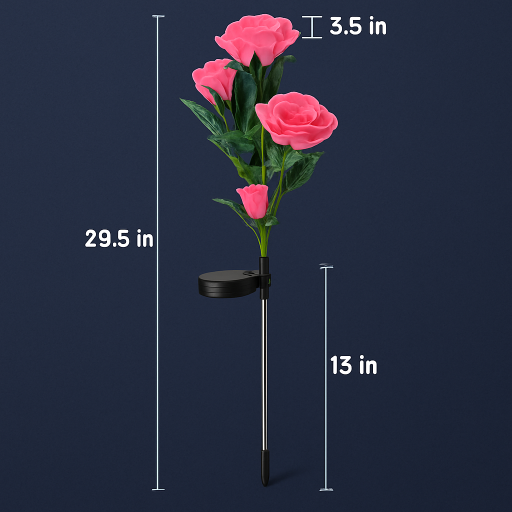 Solar Powered Rose Lights - Water-Resistant Pathway