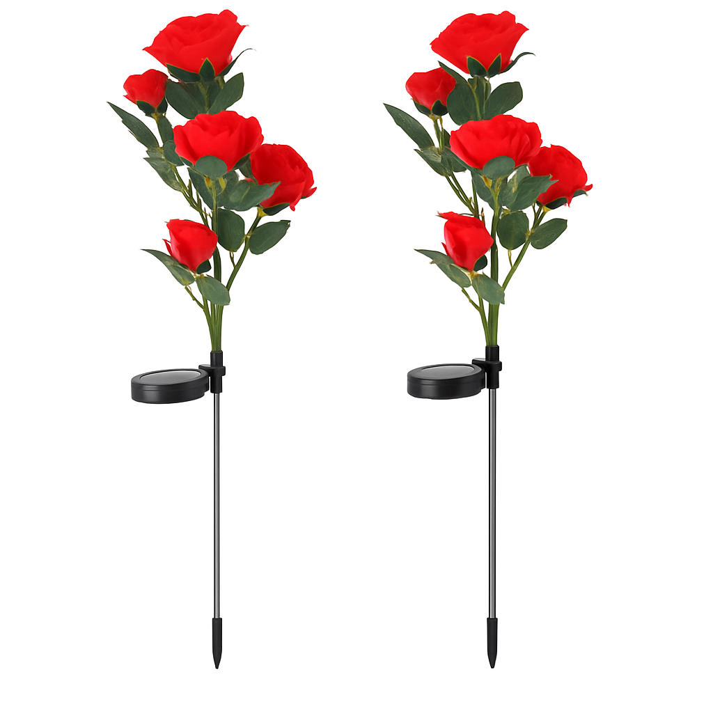 Solar Powered Rose Lights - Water-Resistant Pathway
