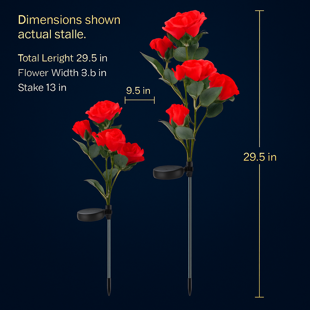 Solar Powered Rose Lights - Water-Resistant Pathway