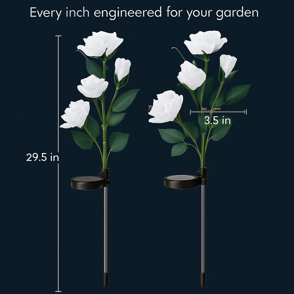 Solar Powered Rose Lights - Water-Resistant Pathway