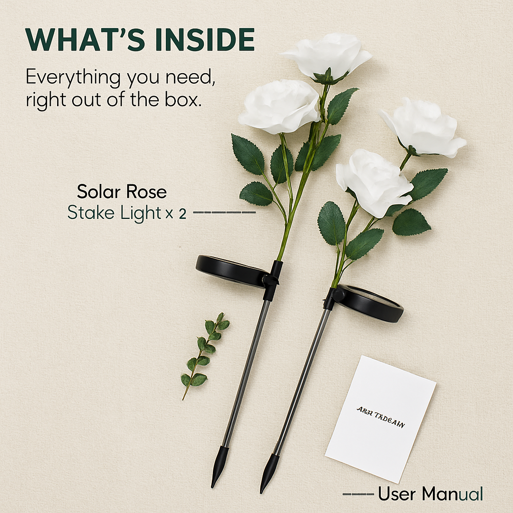 Solar Powered Rose Lights - Water-Resistant Pathway