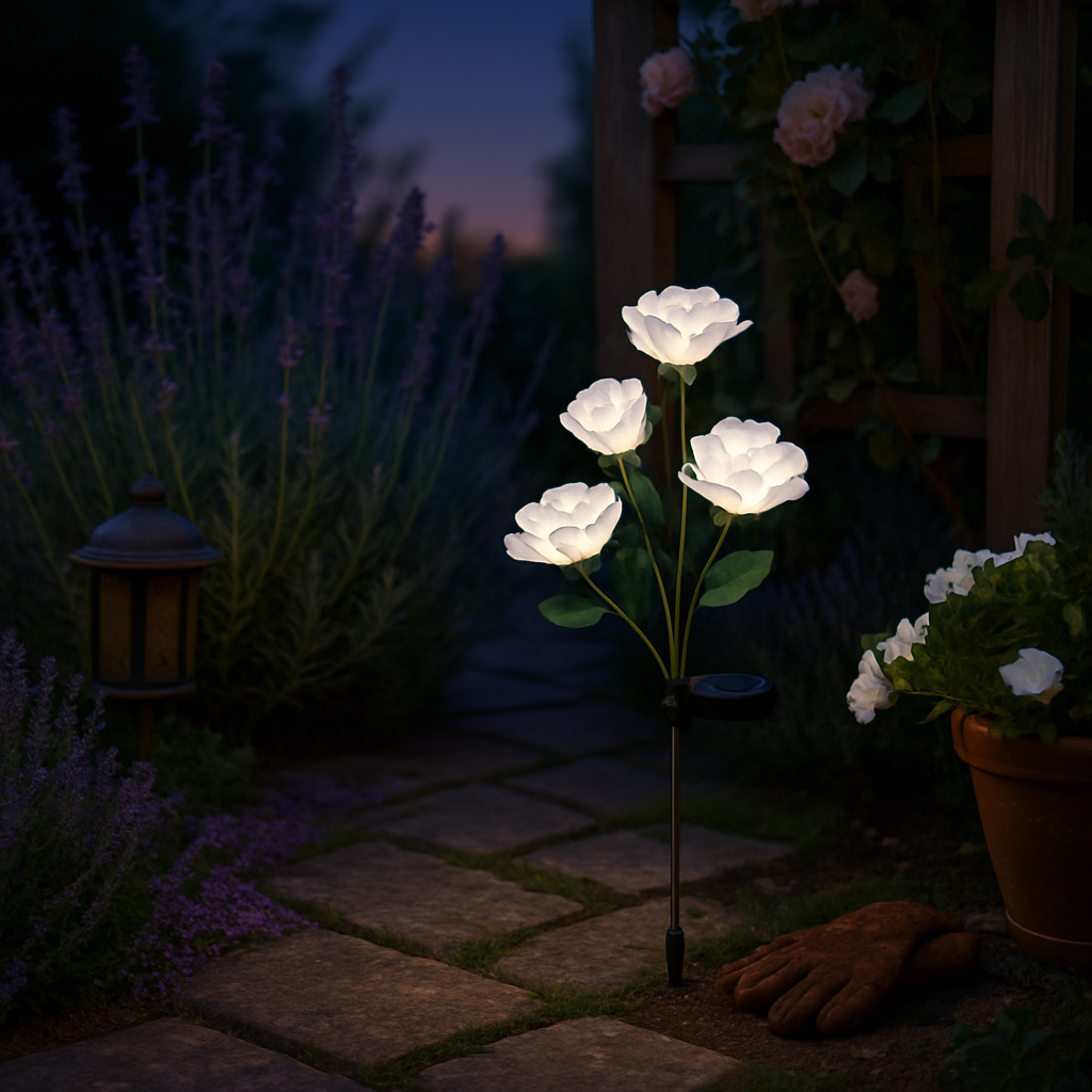Solar Powered Rose Lights - Water-Resistant Pathway