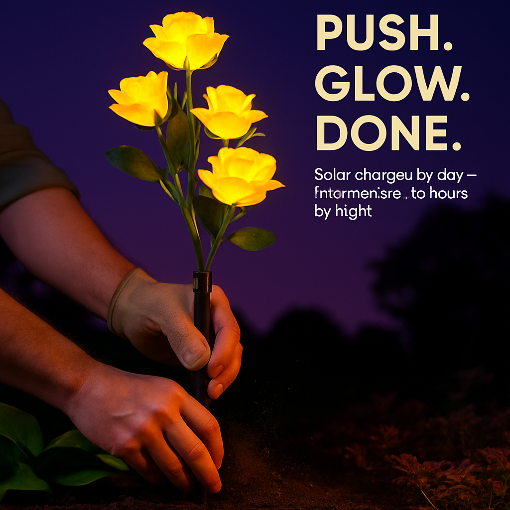 Solar Powered Rose Lights - Water-Resistant Pathway