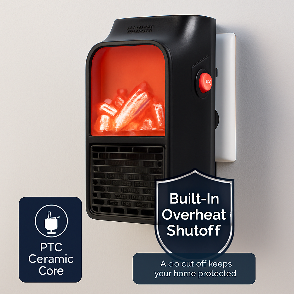 Plug-In Space Heater with Remote, Wall Outlet