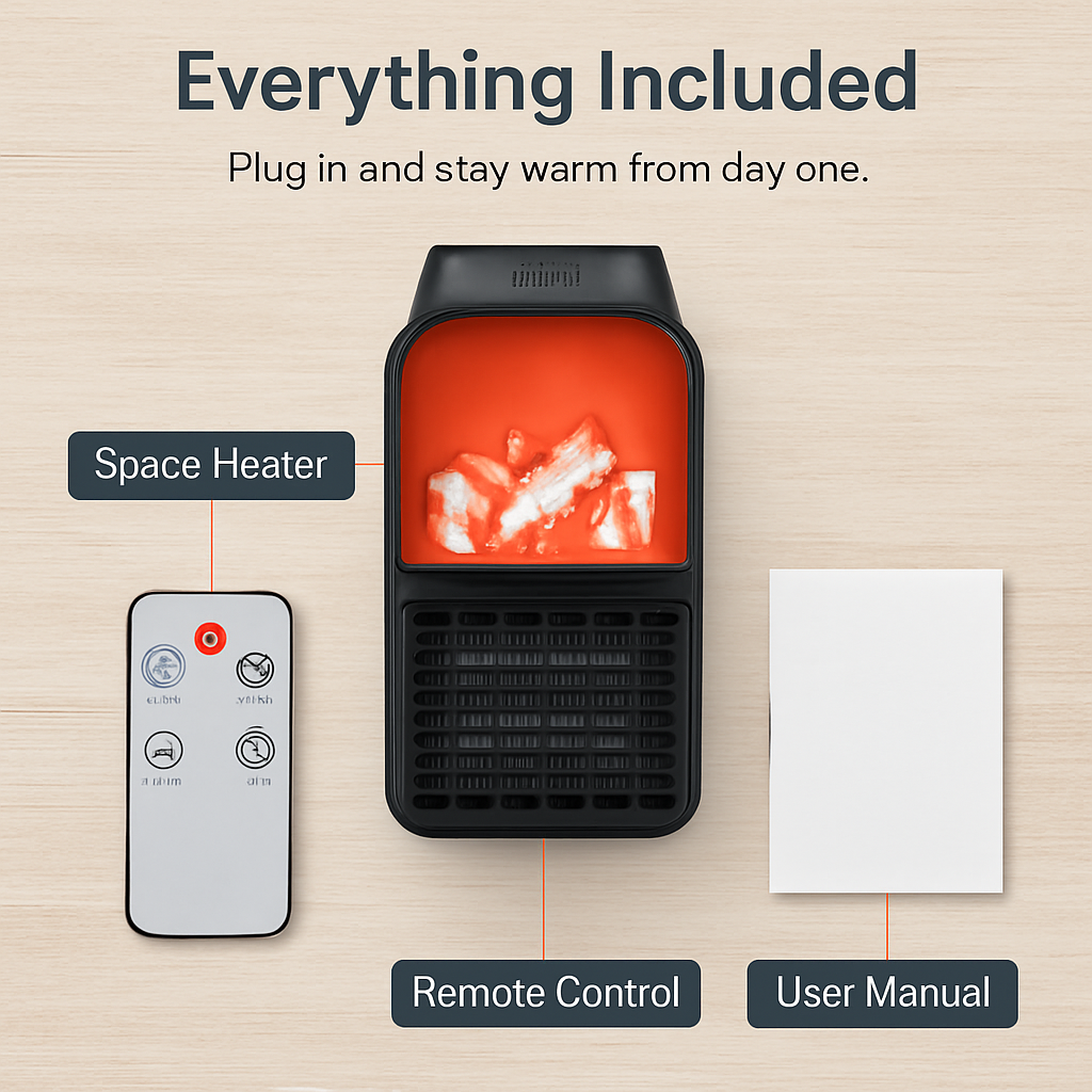 Plug-In Space Heater with Remote, Wall Outlet