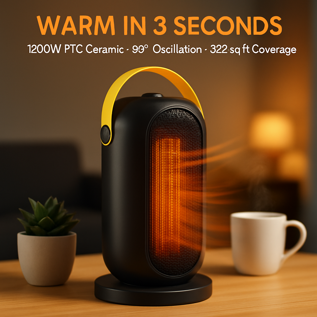Portable Ceramic Space Heater with Oscillation