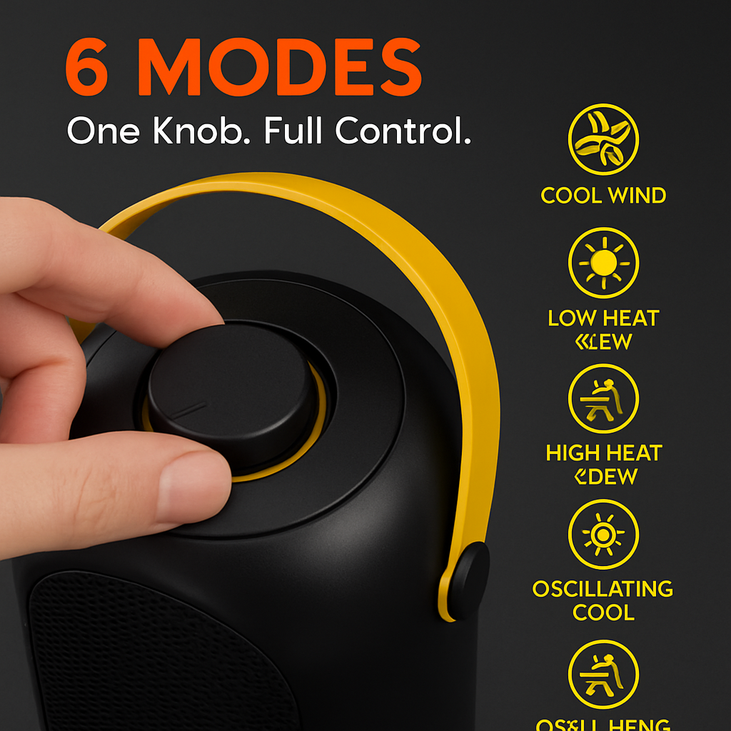 Portable Ceramic Space Heater with Oscillation