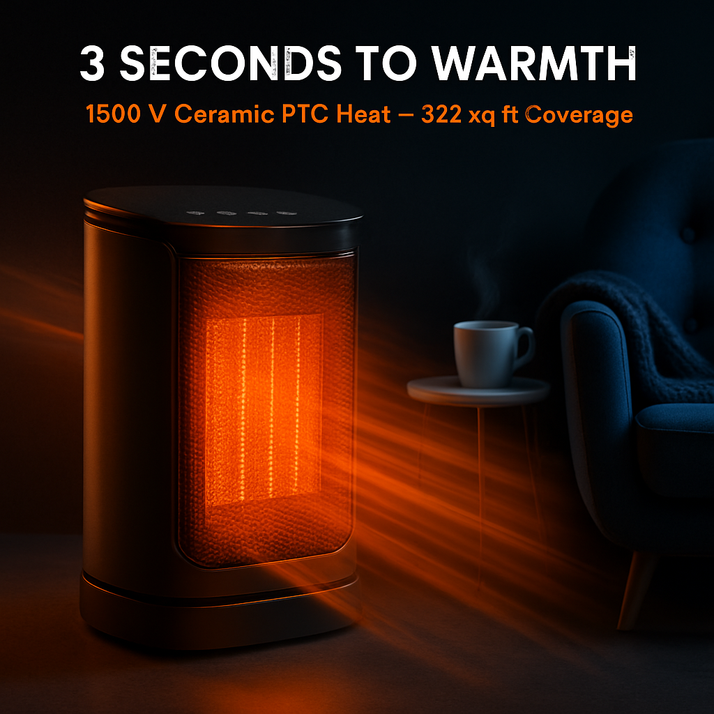 Ceramic Space Heater with 90° Oscillation and 3 Modes
