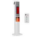 1500W Oscillating Ceramic Tower Space Heater with 3D Flame Portable Electric Heater with 3 Wind Modes Remote Control 5 Timer Overheat Tip-Over Protect