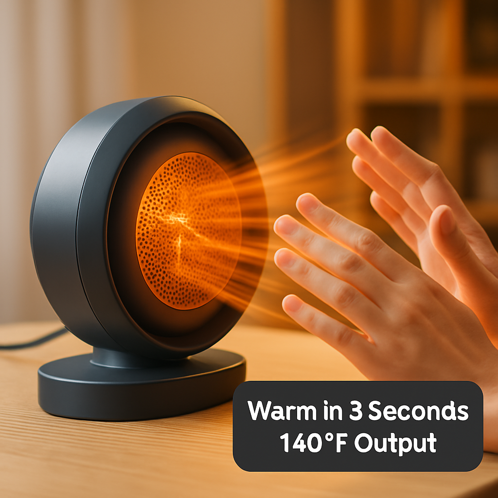 Space Heater with Tilt Head for Desk Use, Fast Heating