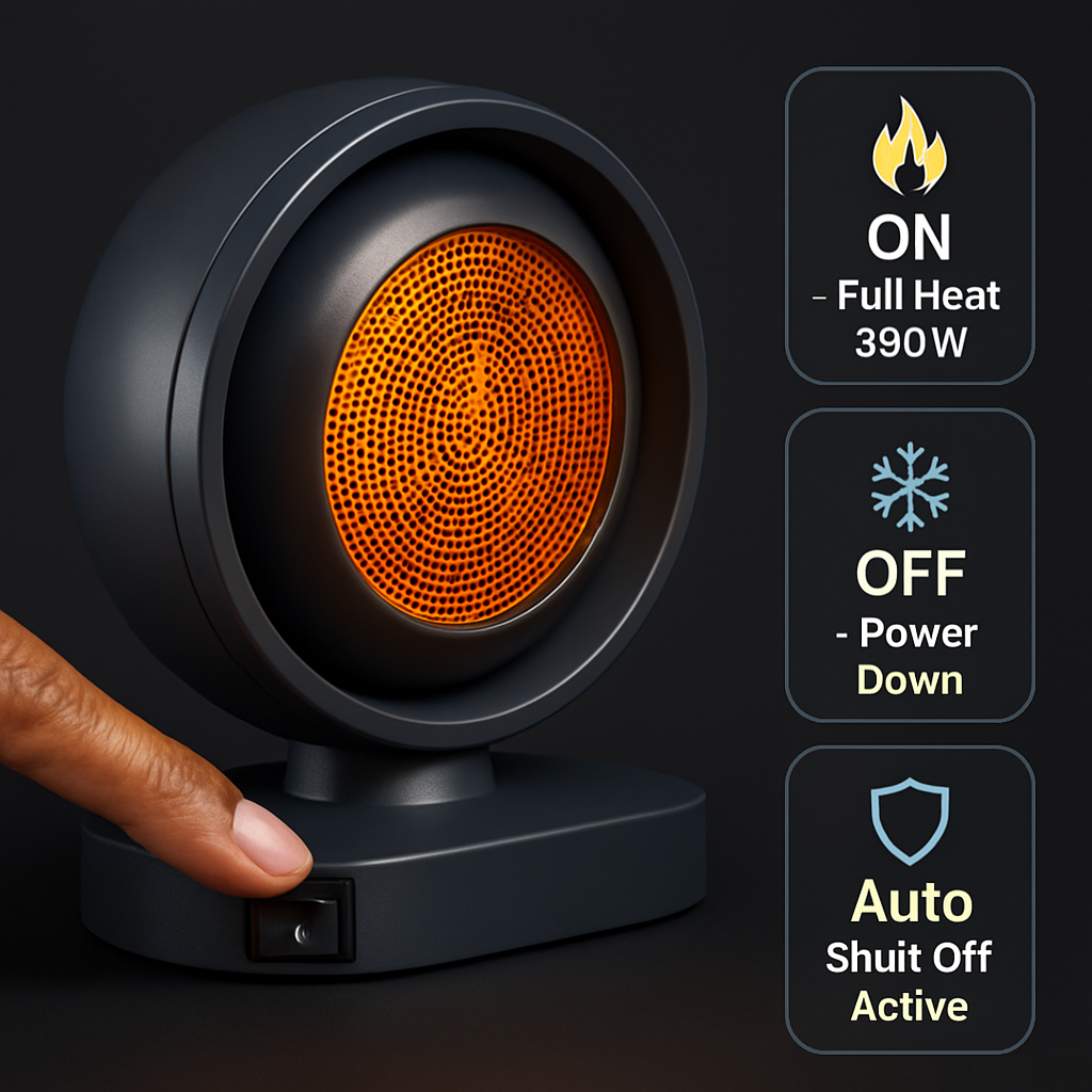 Space Heater with Tilt Head for Desk Use, Fast Heating