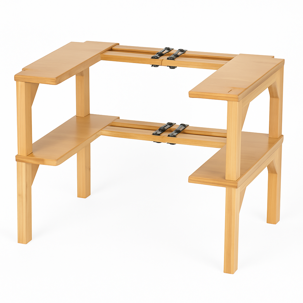 2-Tier Bamboo Spice Rack Organizer for Cabinets