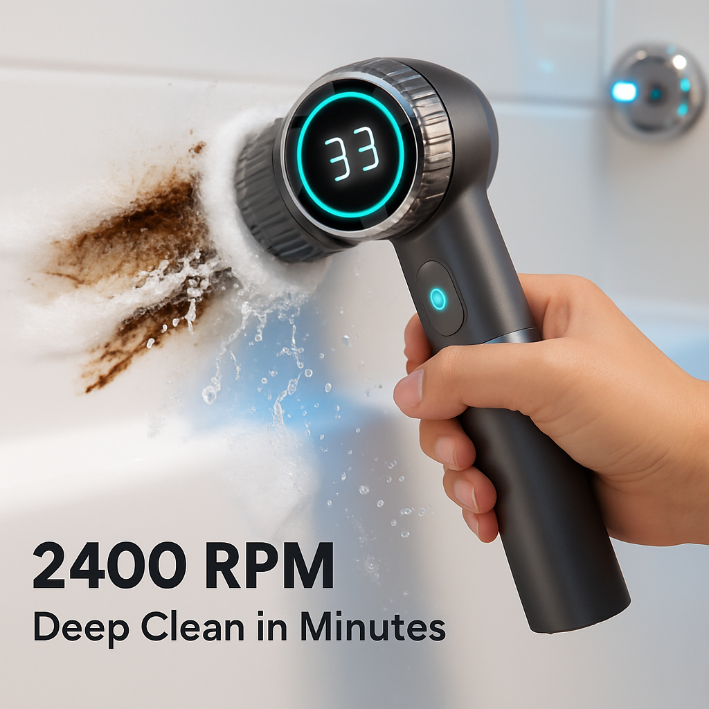 Electric Spin Scrubber Cordless Cleaner with 5 Heads