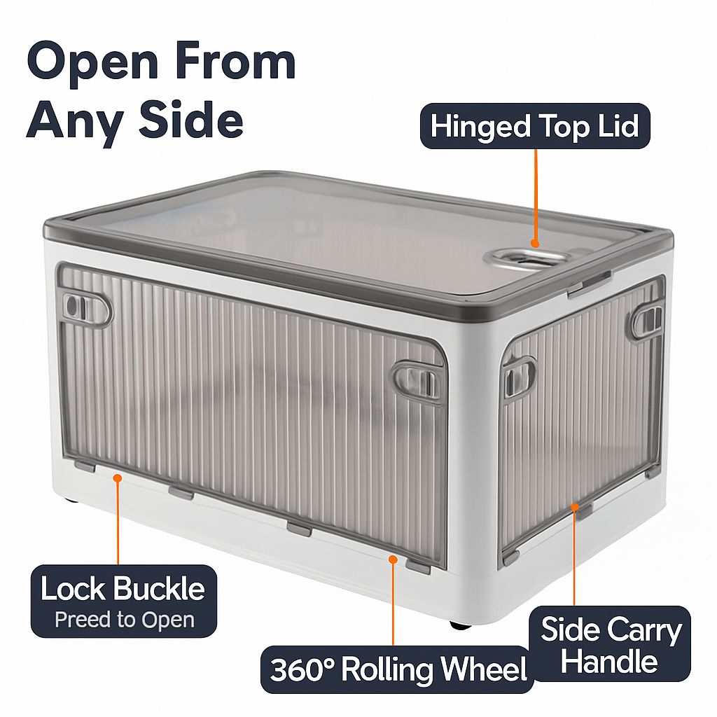 Foldable Storage Bins with Lid and Wheels