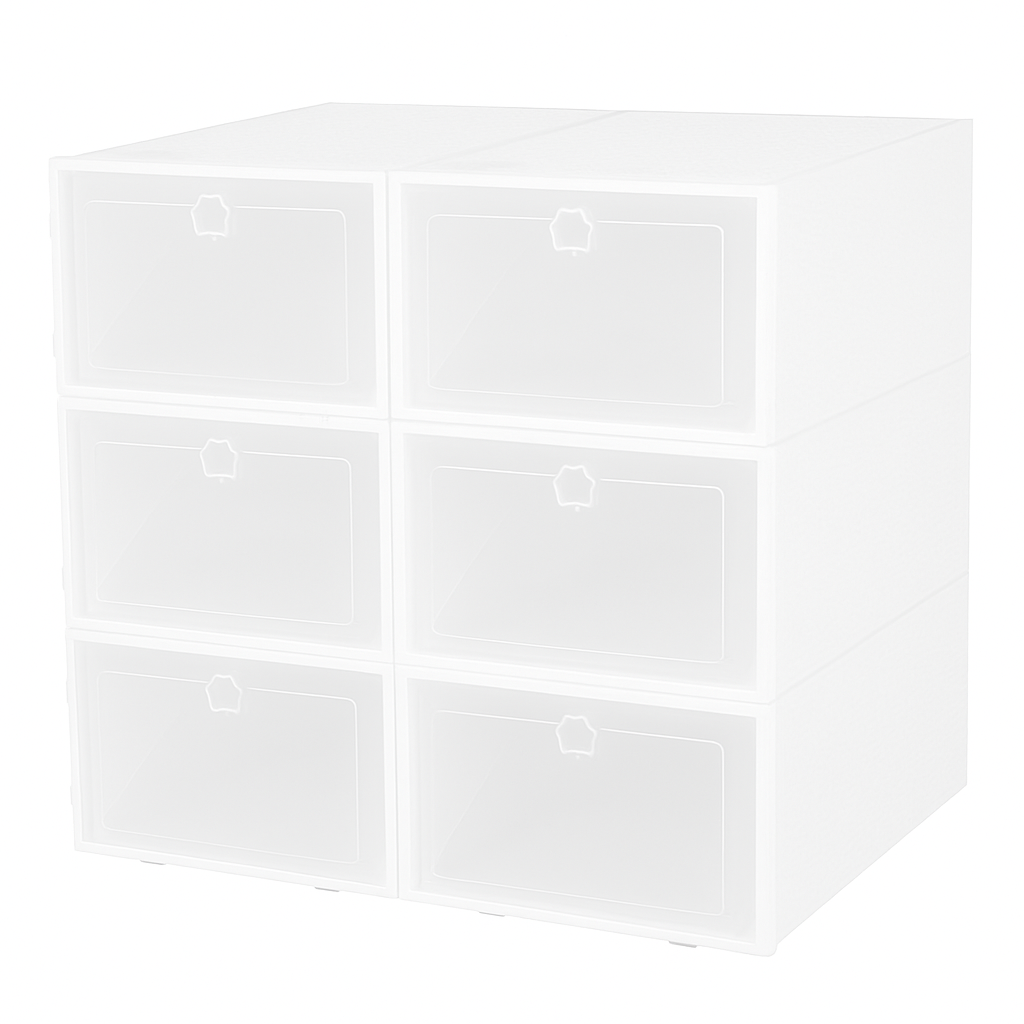 Collapsible Shoe Box Stackable Organizer - White