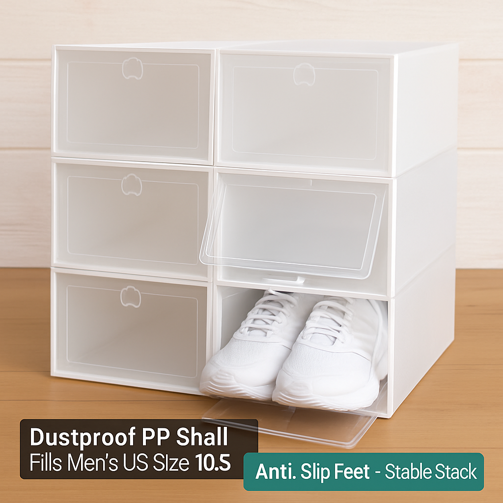 Collapsible Shoe Box Stackable Organizer - White