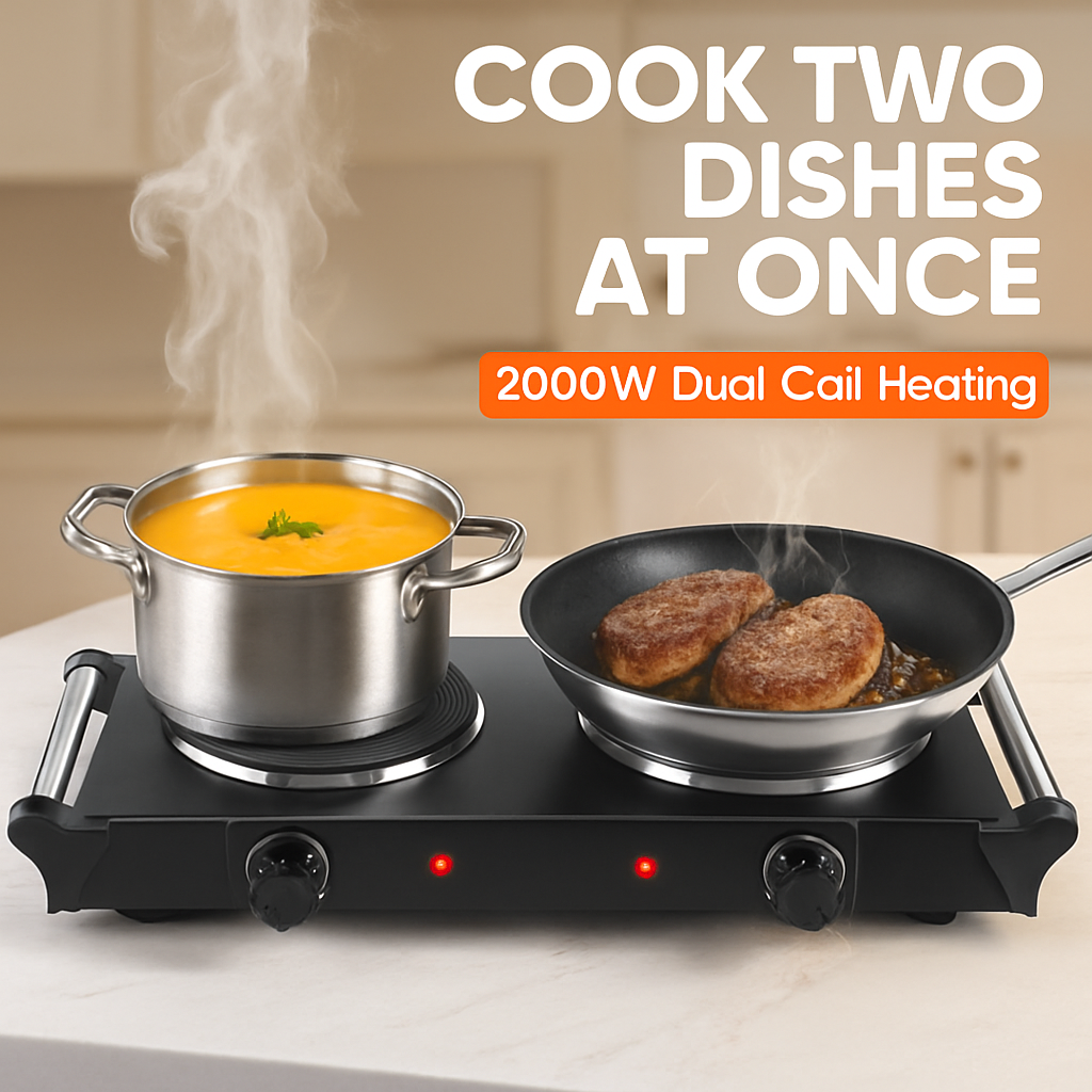 Electric Dual Burner Portable Hot Plate - Compact