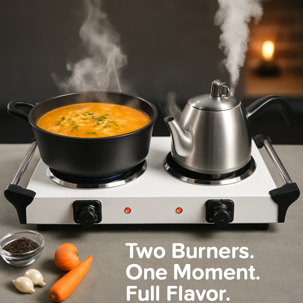 Electric Dual Burner Portable Hot Plate - Compact