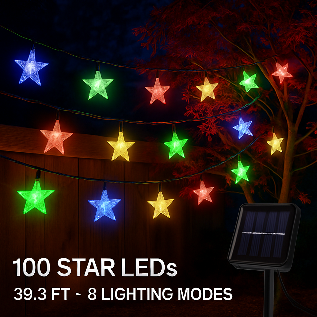 Solar Powered String Lights Fairy Star Lamps