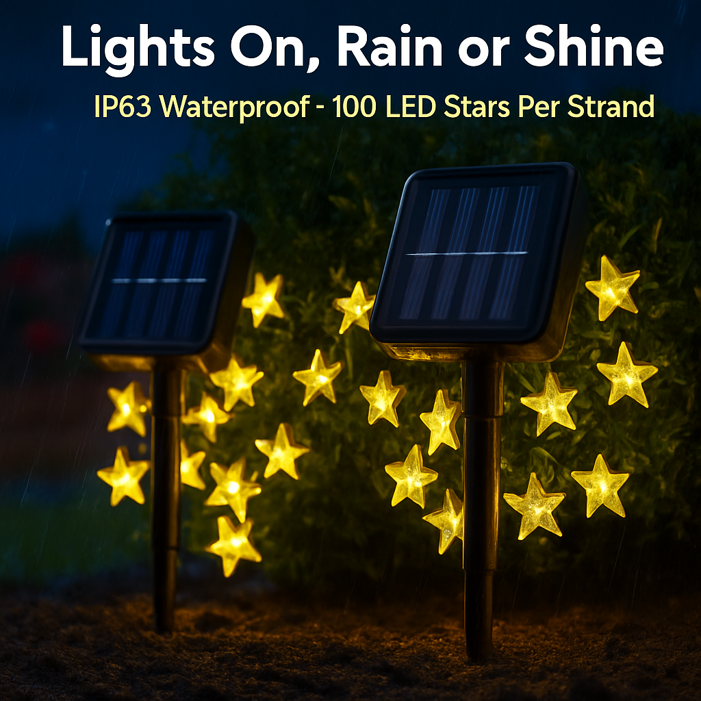 Solar Powered String Lights Fairy Star Lamps
