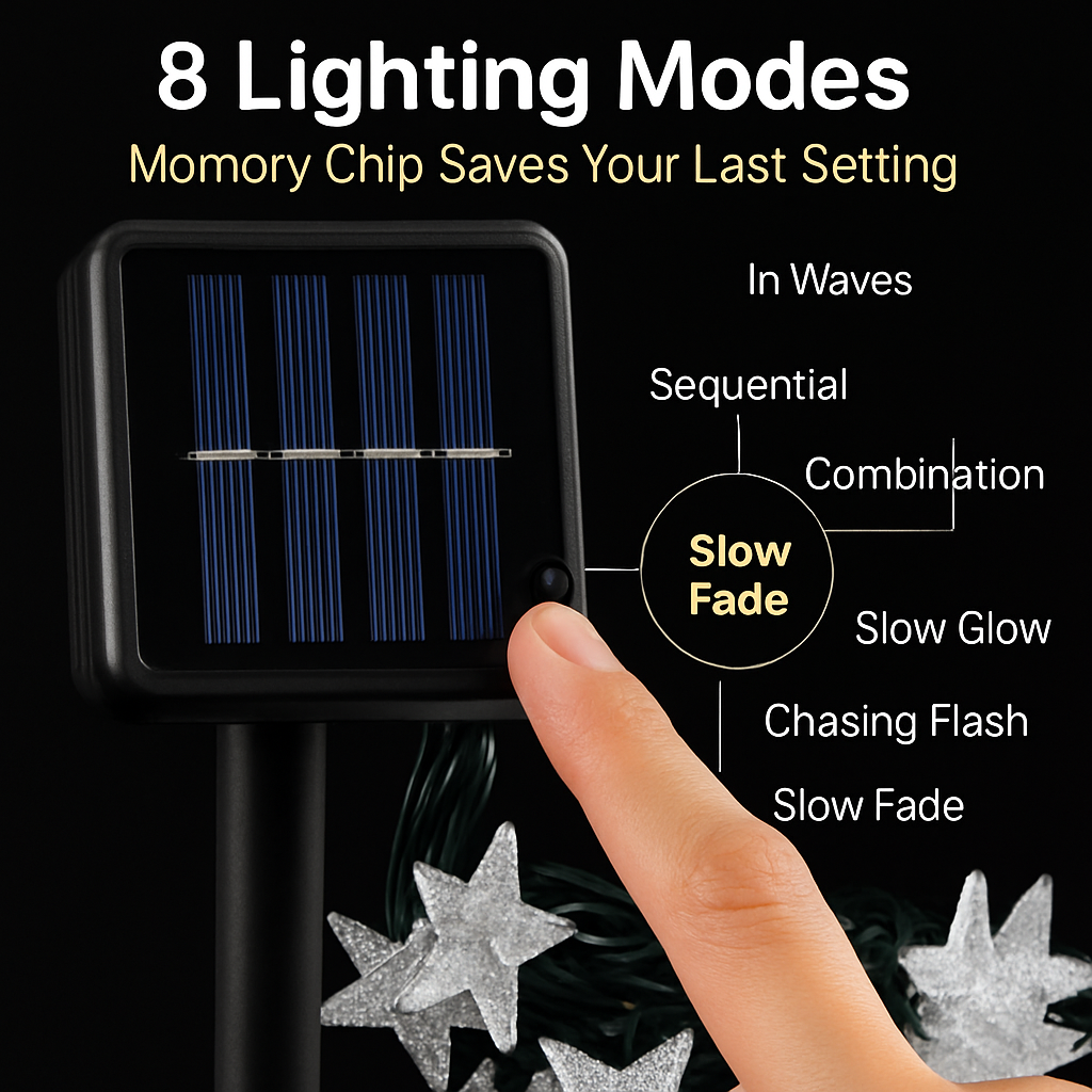Solar Powered String Lights Fairy Star Lamps