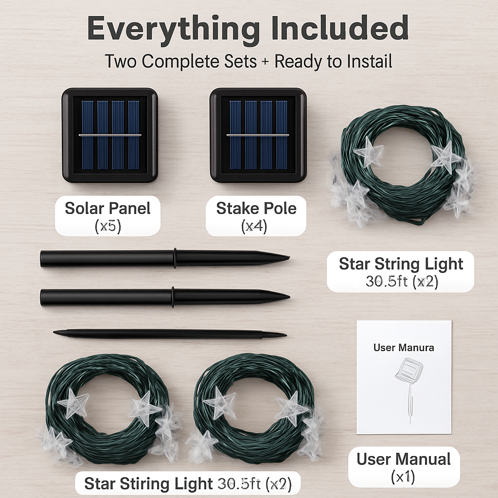 Solar Powered String Lights Fairy Star Lamps