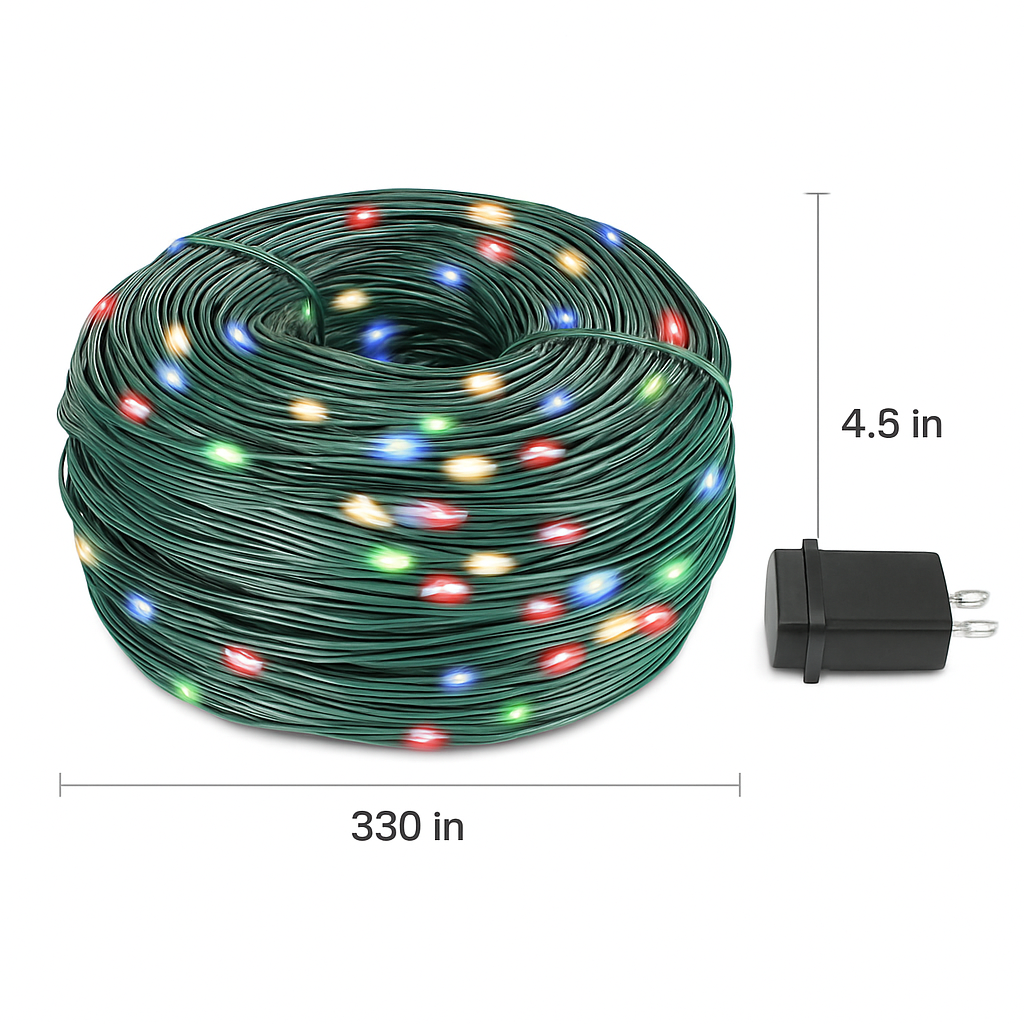 330FT 1000LED String Lights Outdoor Christmas Decoration Lights with Remote IP44 Waterproof 8 Lighting Modes 8 Brightness Timer Plug In Fairy Light Xm