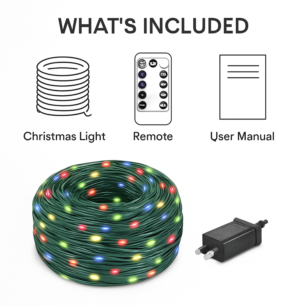 330FT 1000LED String Lights Outdoor Christmas Decoration Lights with Remote IP44 Waterproof 8 Lighting Modes 8 Brightness Timer Plug In Fairy Light Xm