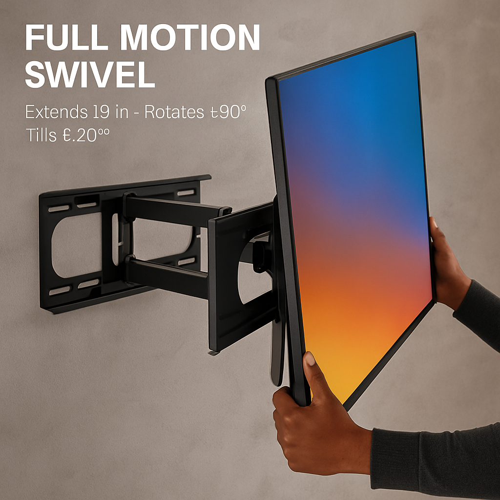 Full Motion TV Wall Mount Swivel Tilt TV Wall Rack Support 37-70” TV Wall Mount Max VESA Up To 600x400mm Holds Up To 99LBS