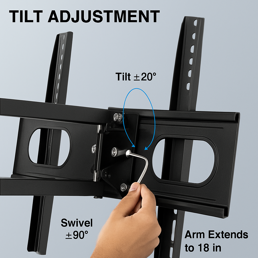 Full Motion TV Wall Mount Swivel Tilt TV Wall Rack Support 37-70” TV Wall Mount Max VESA Up To 600x400mm Holds Up To 99LBS