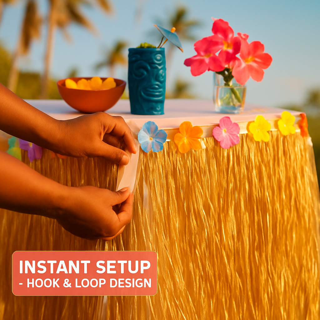 Grass Table Skirt - Tropical Luau Decor for Tables