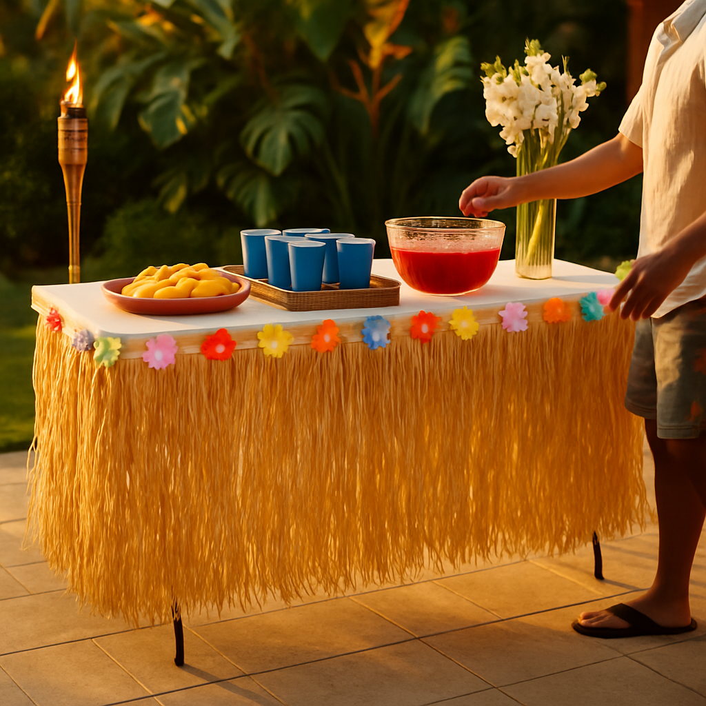 Grass Table Skirt - Tropical Luau Decor for Tables