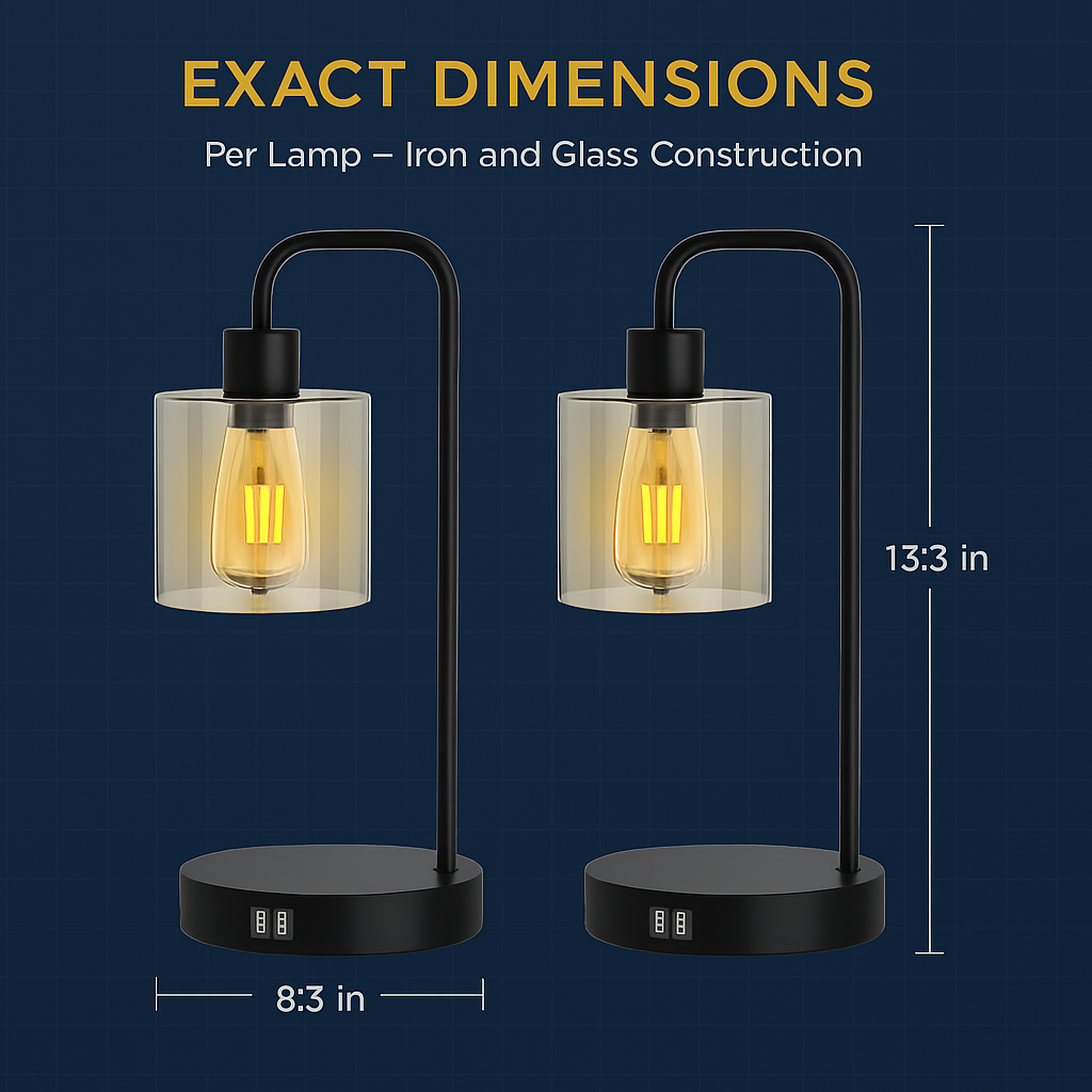 Touch Control Table Lamp with Glass Shade