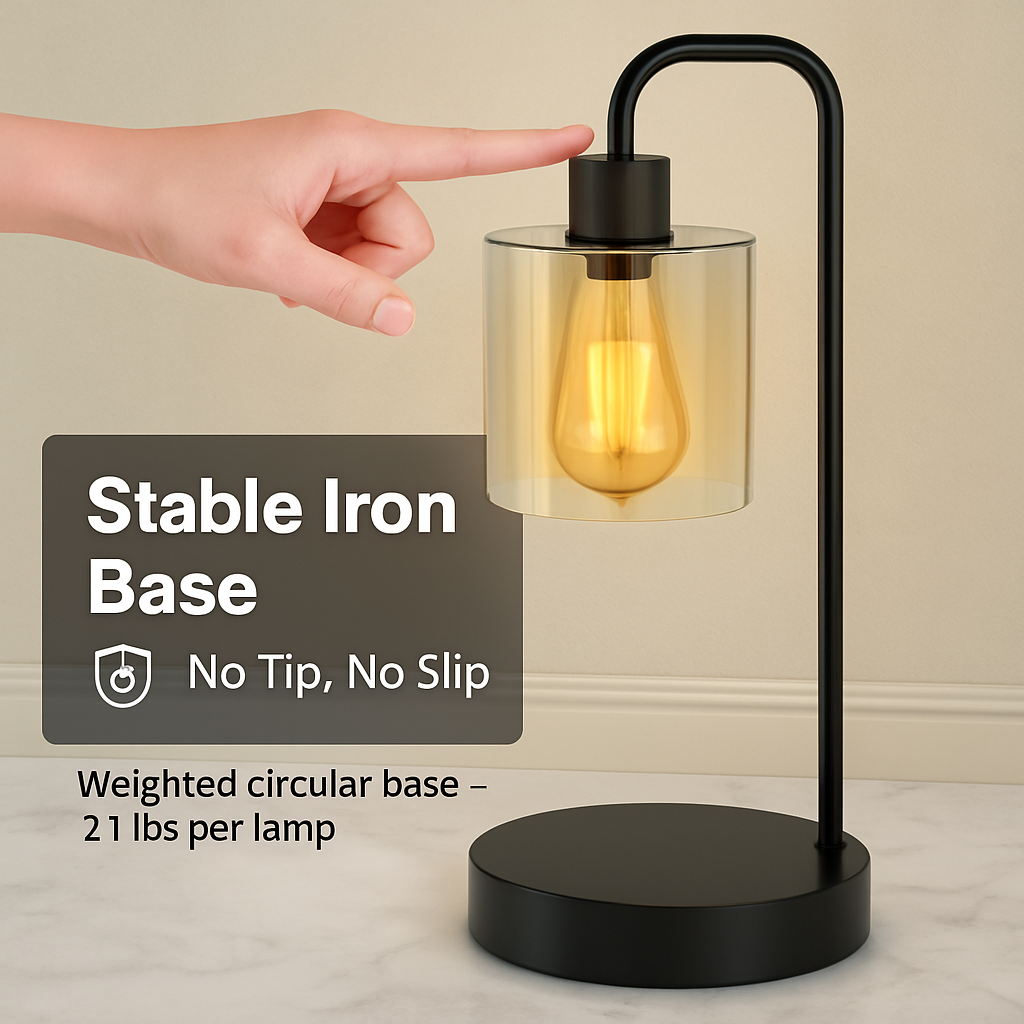 Touch Control Table Lamp with Glass Shade