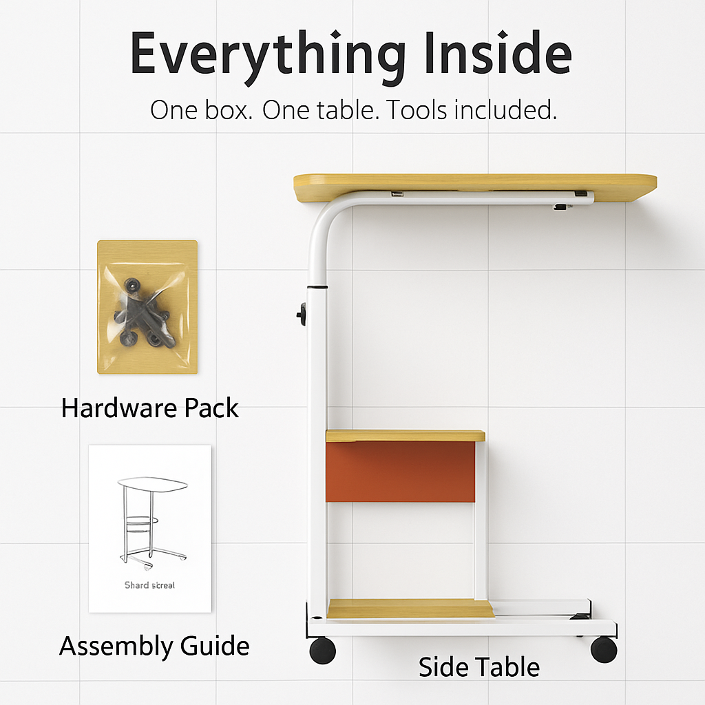 C Side Table 3-Tier Laptop Desk for Small Spaces