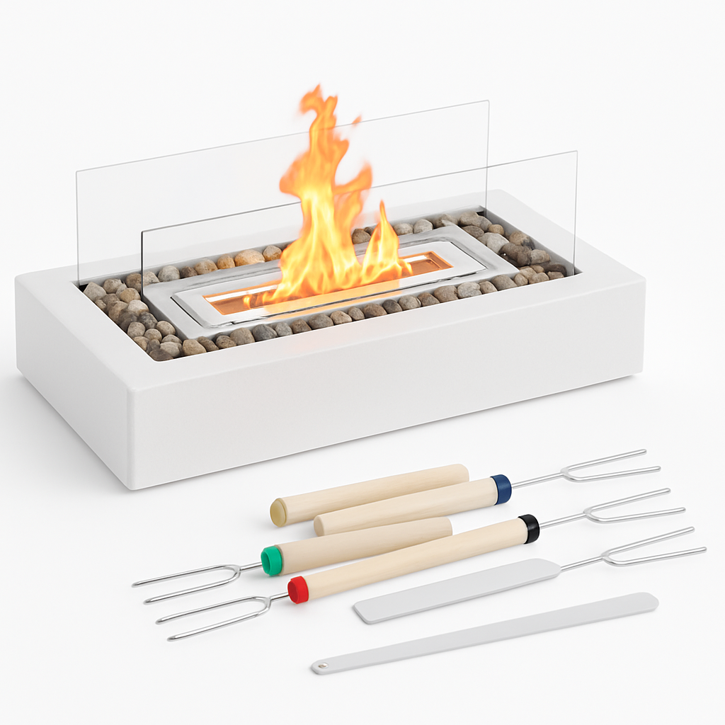 Tabletop Fire Pit with Roasting Sticks Portable