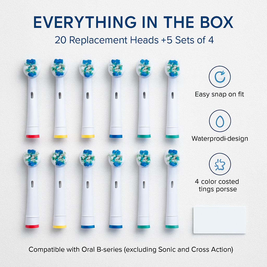 20 PCS Electric Toothbrush Heads Replacement for Oral B Series