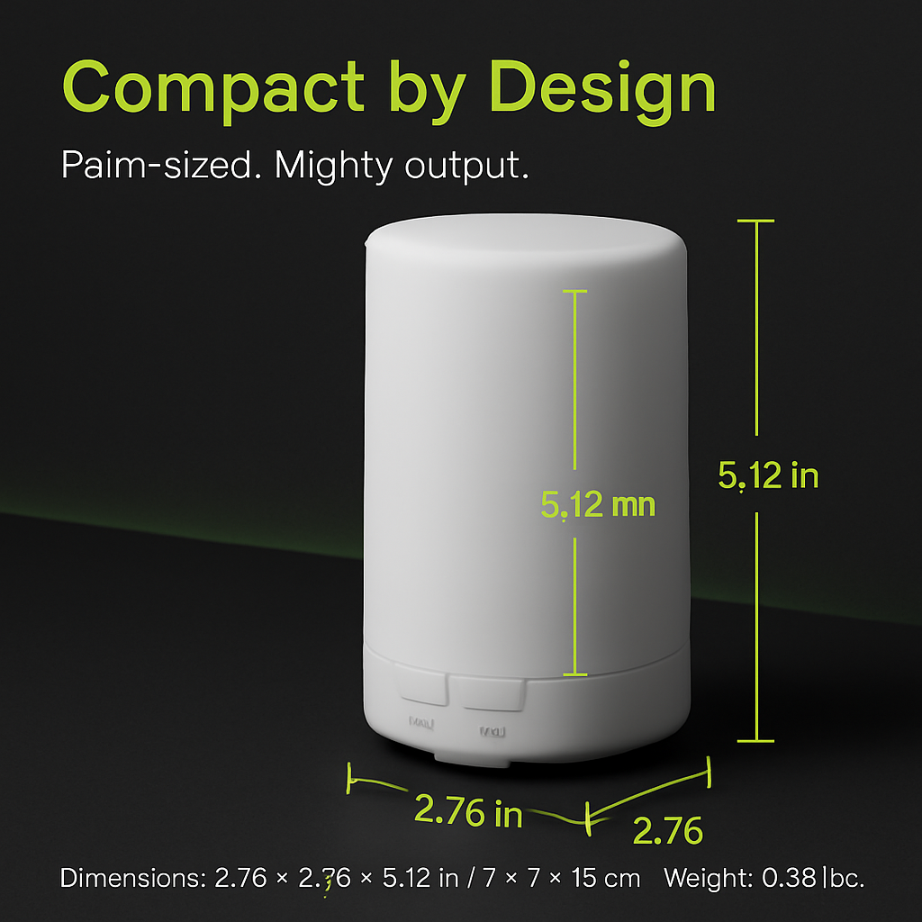 Mini Cool Mist Humidifier Ultrasonic Aroma Essential Oil Diffuser w/7 Color LED Lights 4 Timer Settings for Office Home Room Vehicle Study Yoga Spa