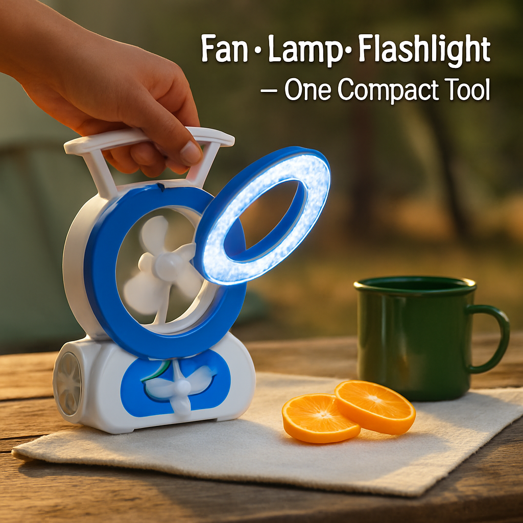 Desk Cooling Fan with LED Lamp and Emergency Light